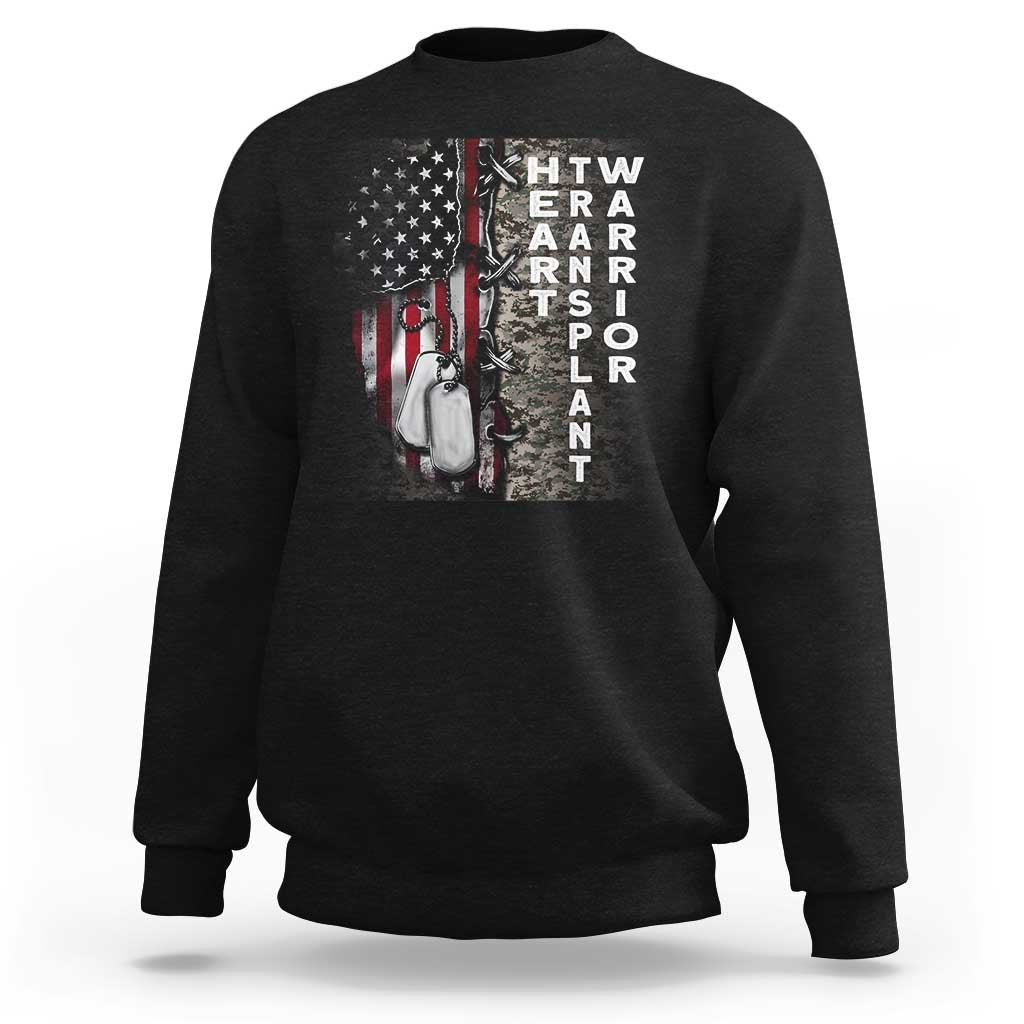 Heart Transplant Warrior Sweatshirt Surgery Survivor American Flag