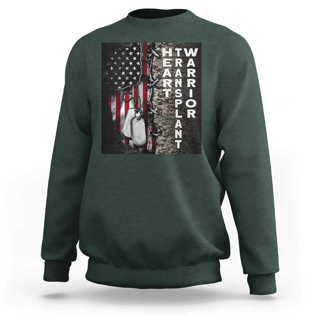 Heart Transplant Warrior Sweatshirt Surgery Survivor American Flag