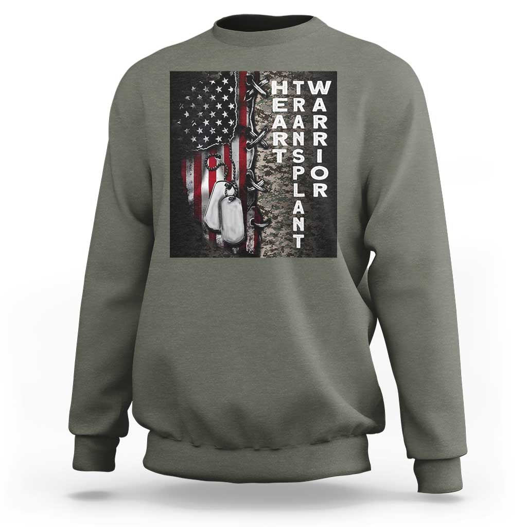 Heart Transplant Warrior Sweatshirt Surgery Survivor American Flag