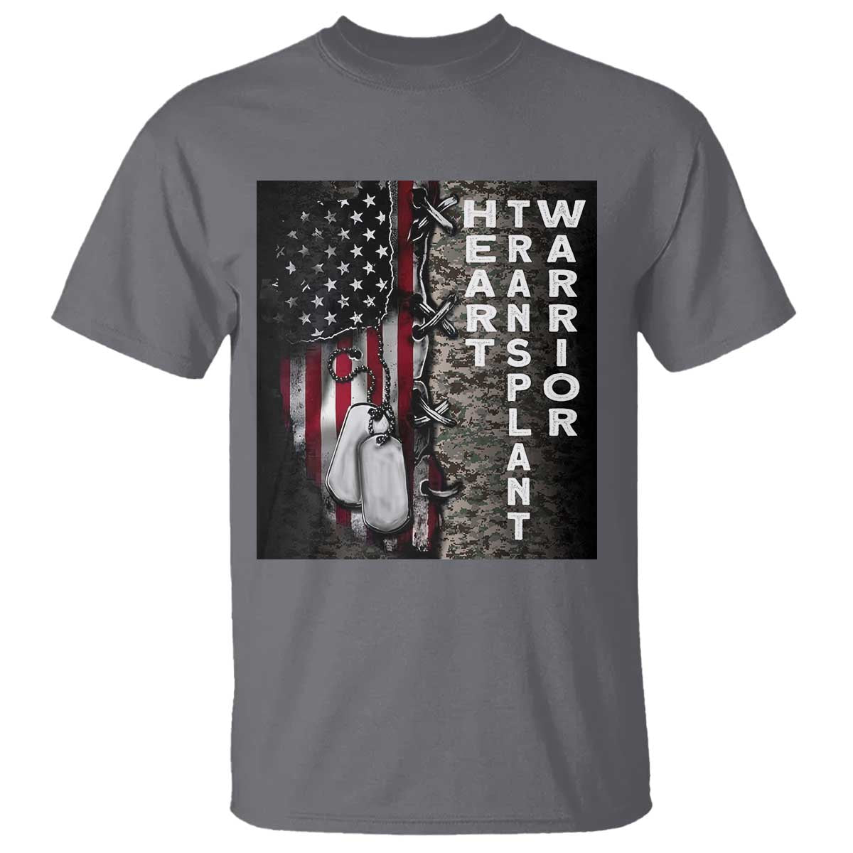 Heart Transplant Warrior T Shirt Surgery Survivor American Flag
