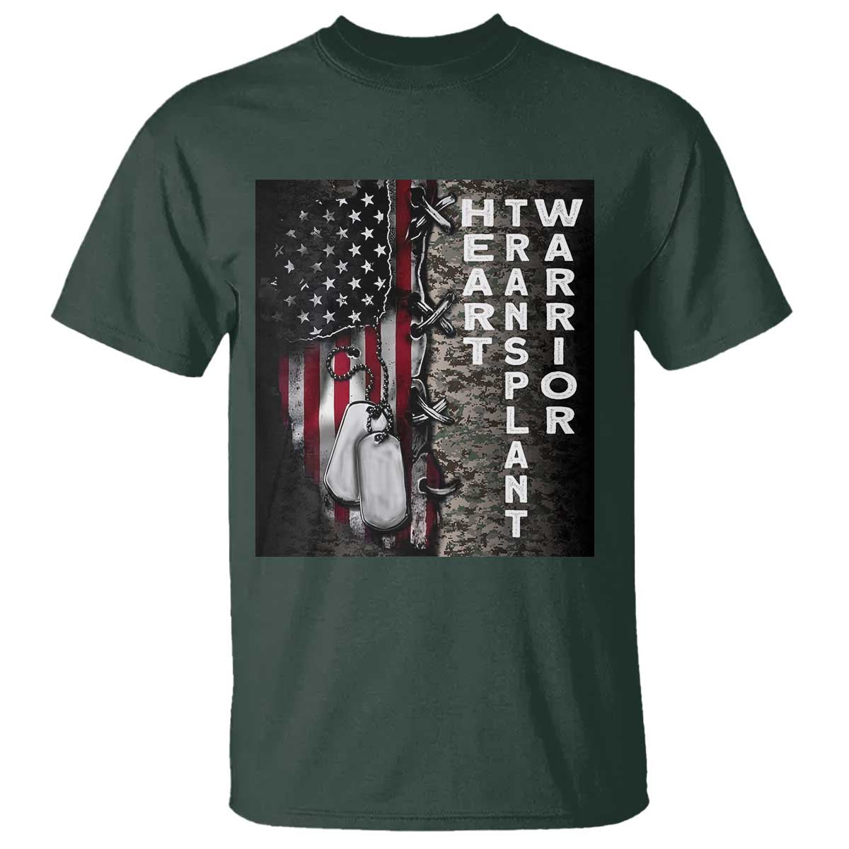 Heart Transplant Warrior T Shirt Surgery Survivor American Flag