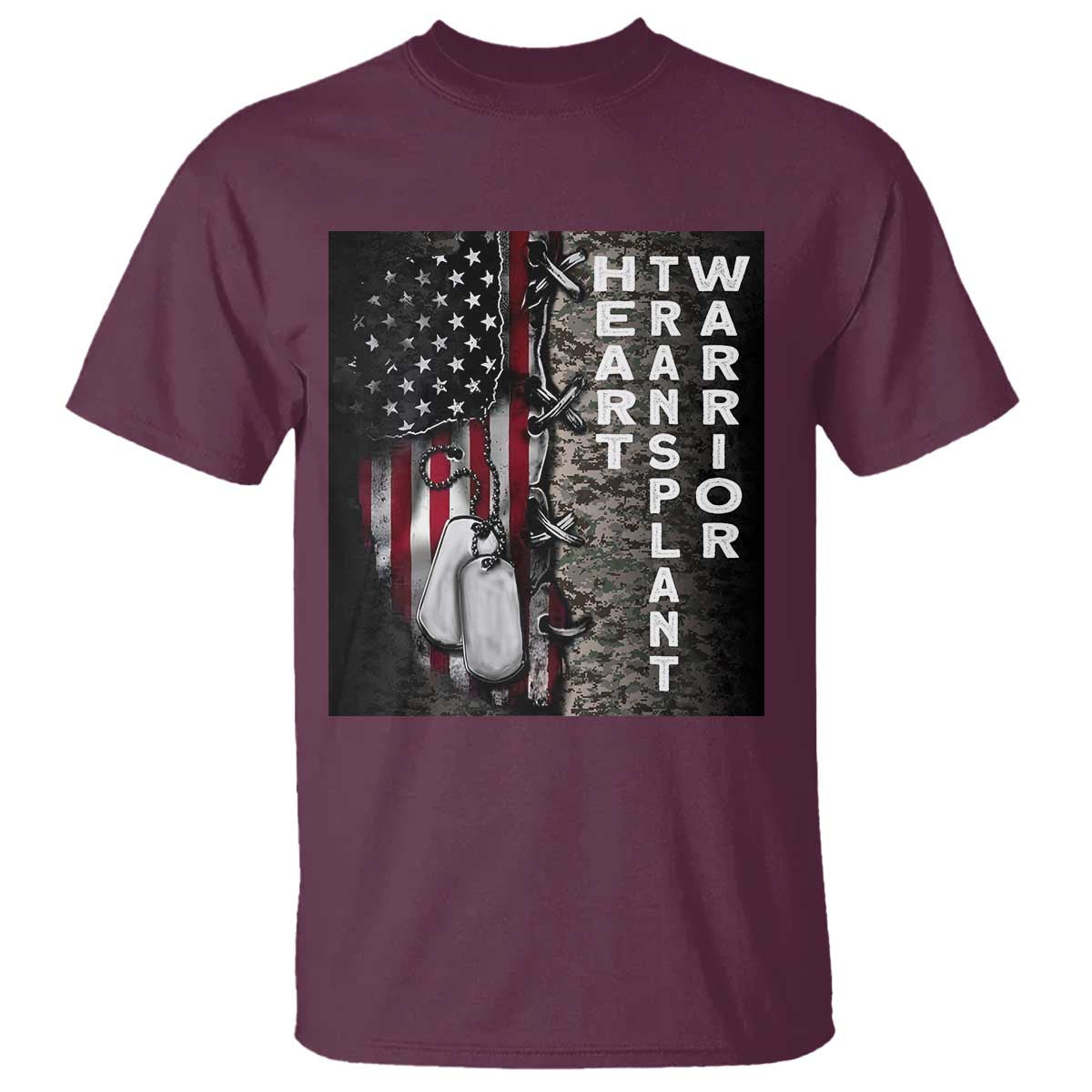Heart Transplant Warrior T Shirt Surgery Survivor American Flag