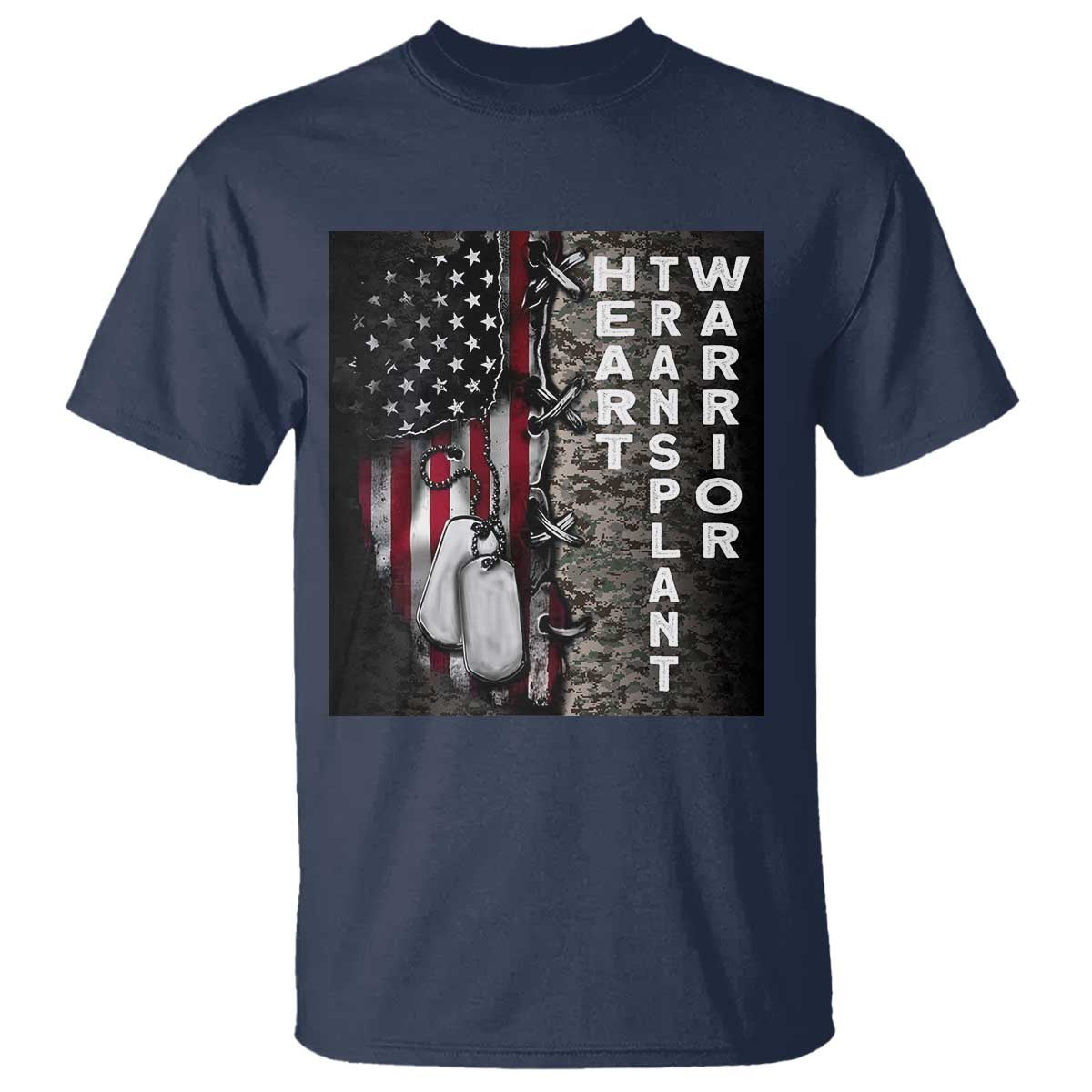 Heart Transplant Warrior T Shirt Surgery Survivor American Flag