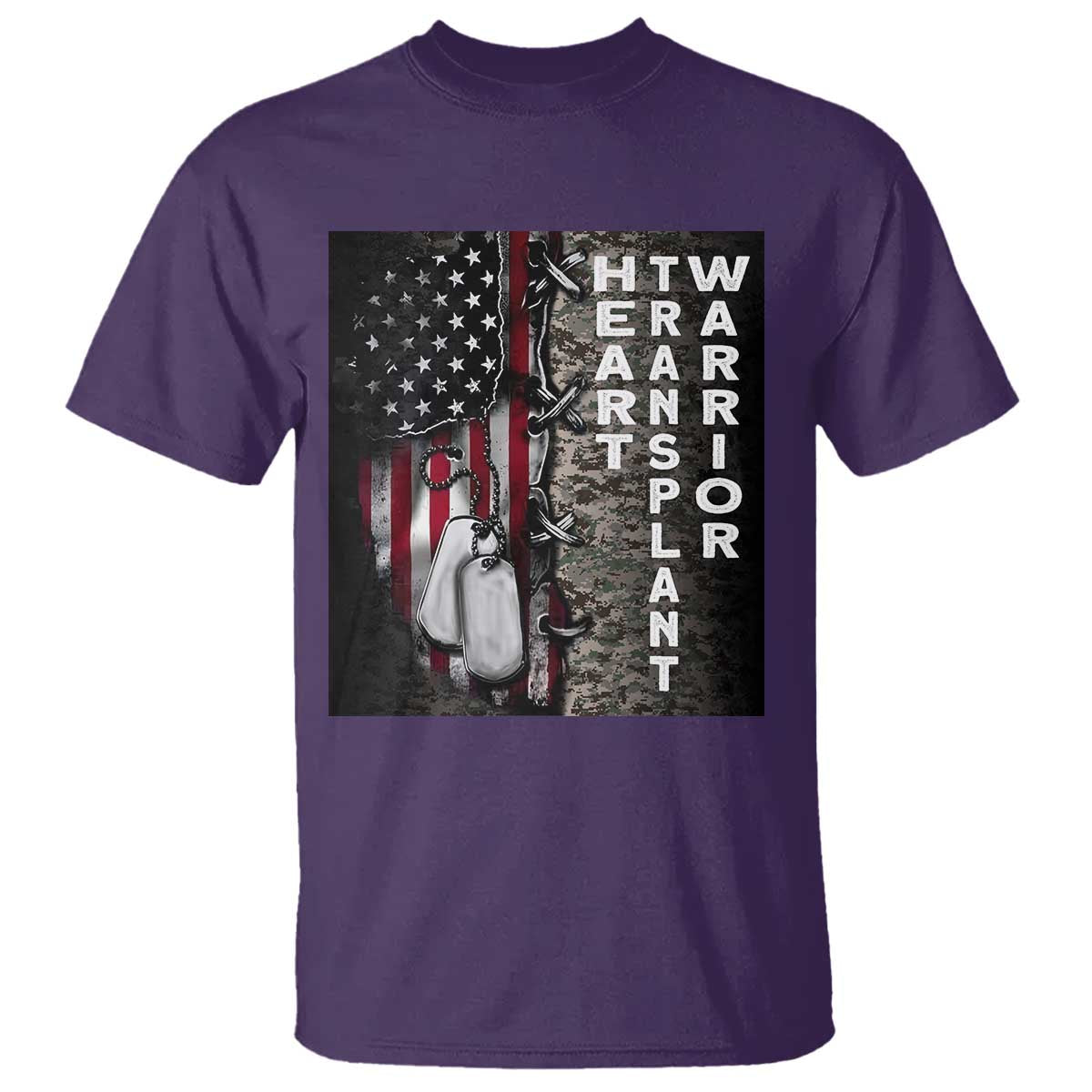 Heart Transplant Warrior T Shirt Surgery Survivor American Flag
