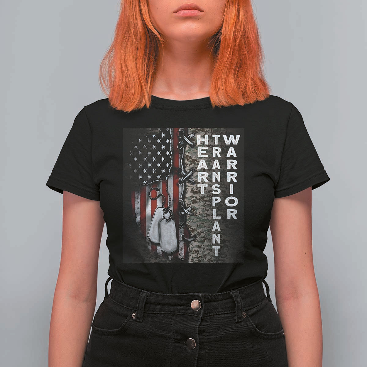 Heart Transplant Warrior T Shirt For Women Surgery Survivor American Flag