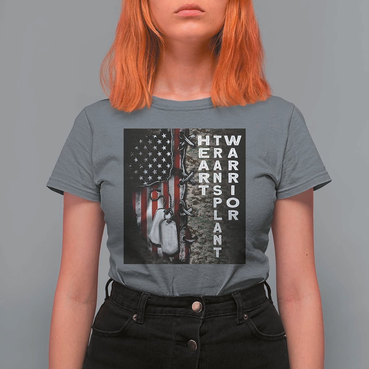 Heart Transplant Warrior T Shirt For Women Surgery Survivor American Flag