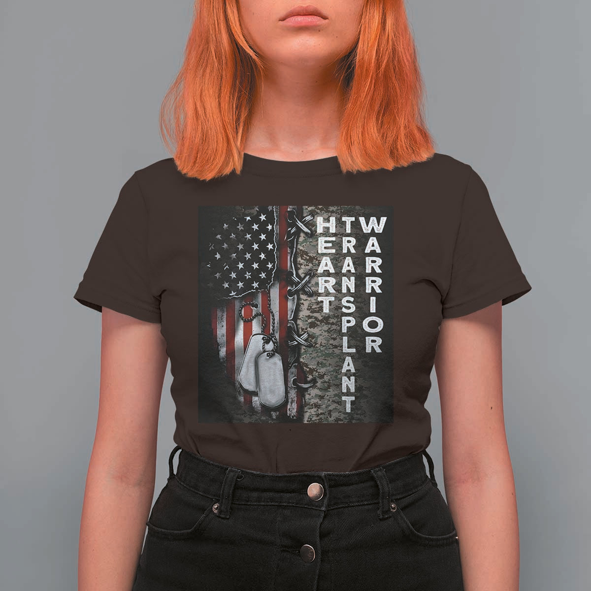 Heart Transplant Warrior T Shirt For Women Surgery Survivor American Flag