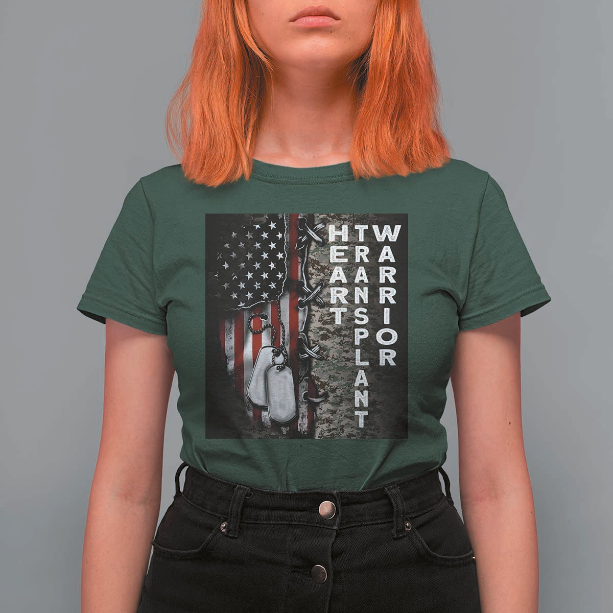 Heart Transplant Warrior T Shirt For Women Surgery Survivor American Flag