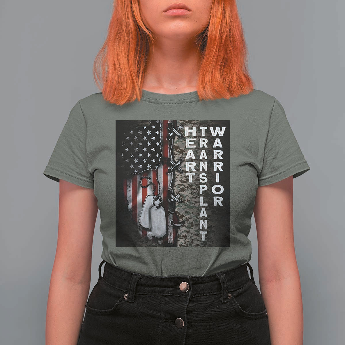 Heart Transplant Warrior T Shirt For Women Surgery Survivor American Flag