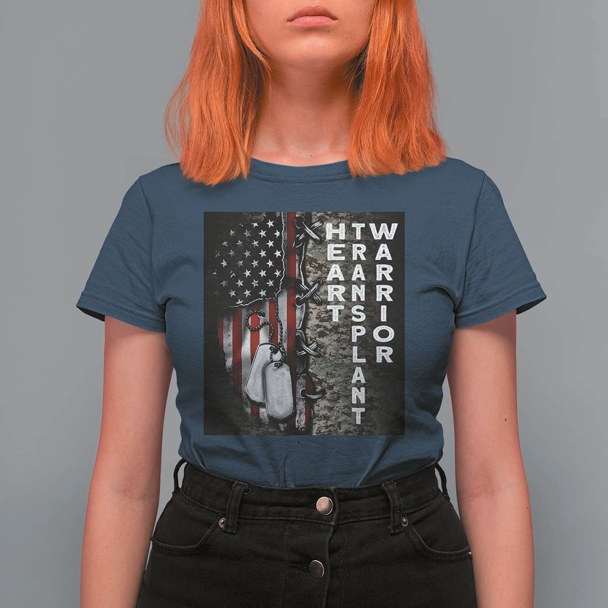 Heart Transplant Warrior T Shirt For Women Surgery Survivor American Flag