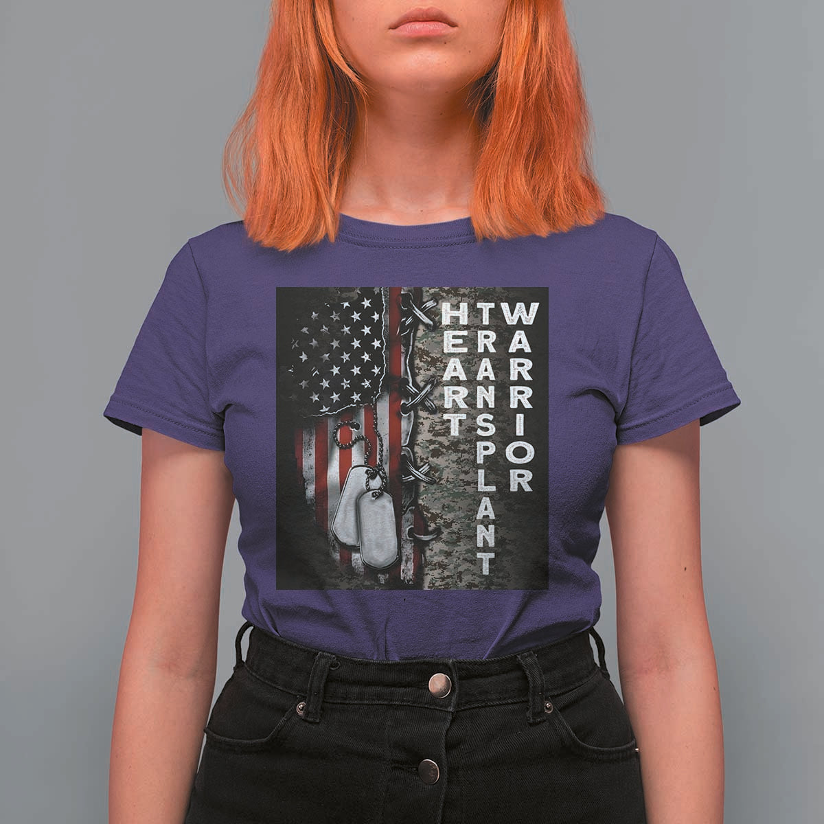 Heart Transplant Warrior T Shirt For Women Surgery Survivor American Flag