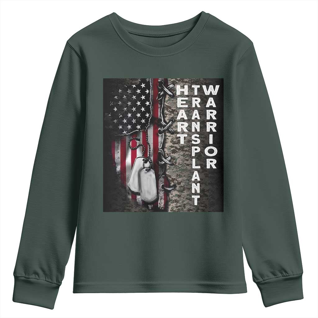 Heart Transplant Warrior Youth Sweatshirt Surgery Survivor American Flag
