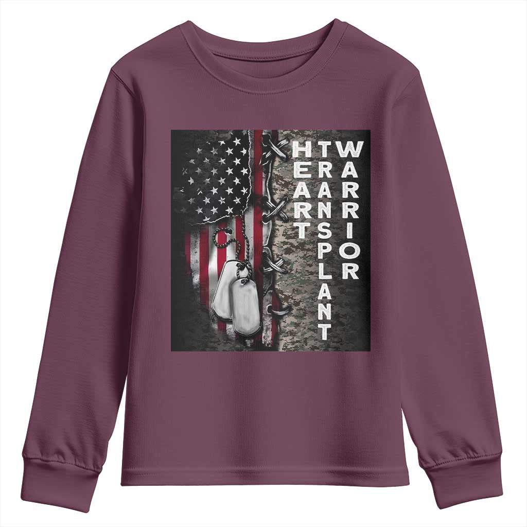 Heart Transplant Warrior Youth Sweatshirt Surgery Survivor American Flag