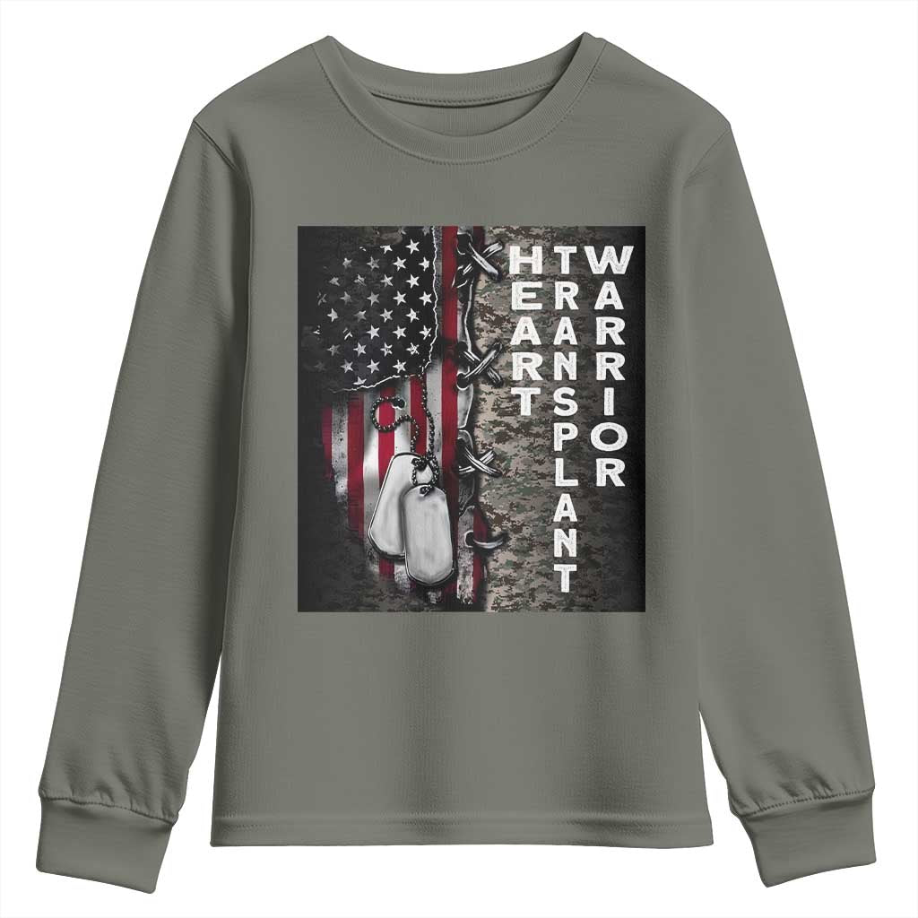 Heart Transplant Warrior Youth Sweatshirt Surgery Survivor American Flag