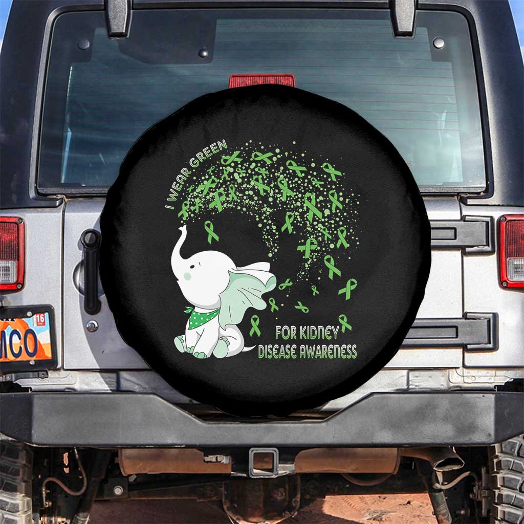I Wear Green For Kidney Disease Awareness Elephant Survivors Spare Tire Cover