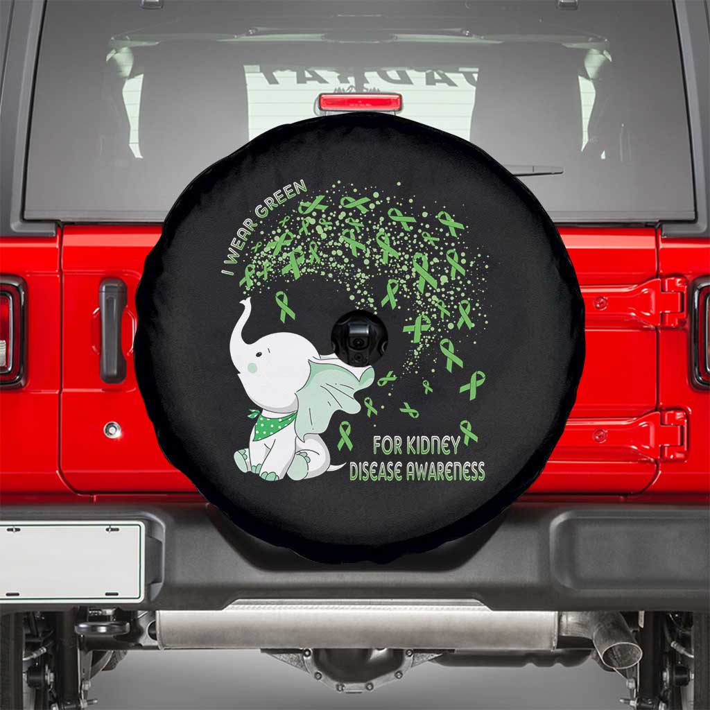 I Wear Green For Kidney Disease Awareness Elephant Survivors Spare Tire Cover