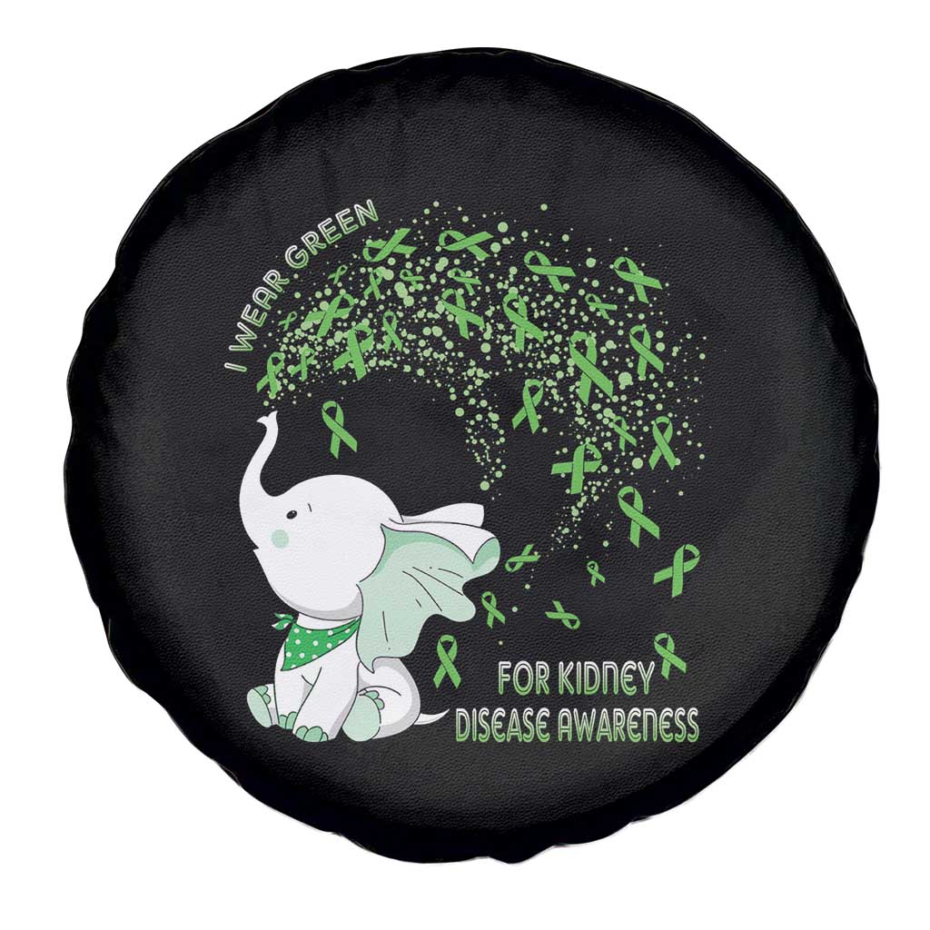 I Wear Green For Kidney Disease Awareness Elephant Survivors Spare Tire Cover