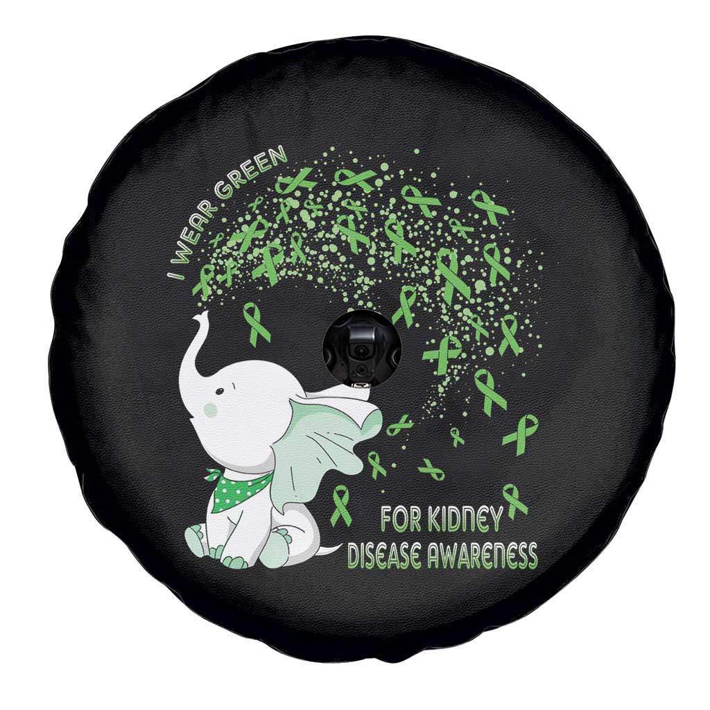 I Wear Green For Kidney Disease Awareness Elephant Survivors Spare Tire Cover