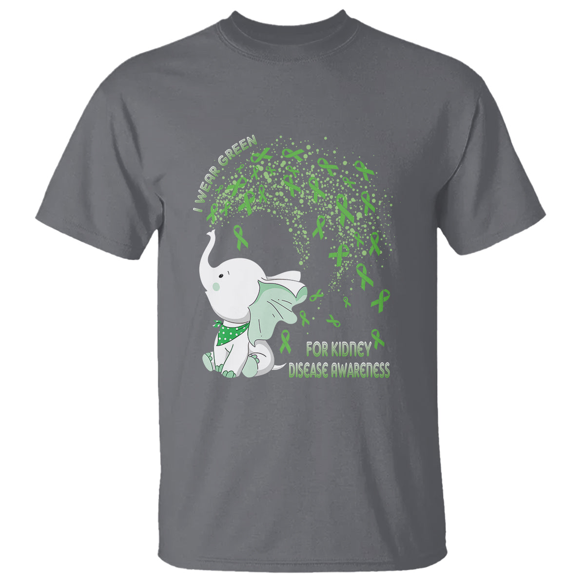 I Wear Green For Kidney Disease Awareness Elephant Survivors T Shirt - Wonder Print Shop