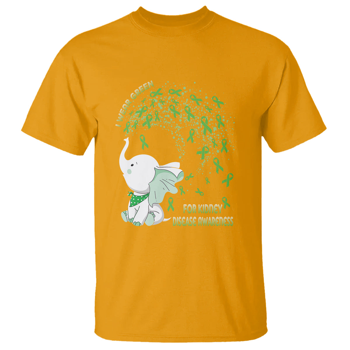 I Wear Green For Kidney Disease Awareness Elephant Survivors T Shirt - Wonder Print Shop