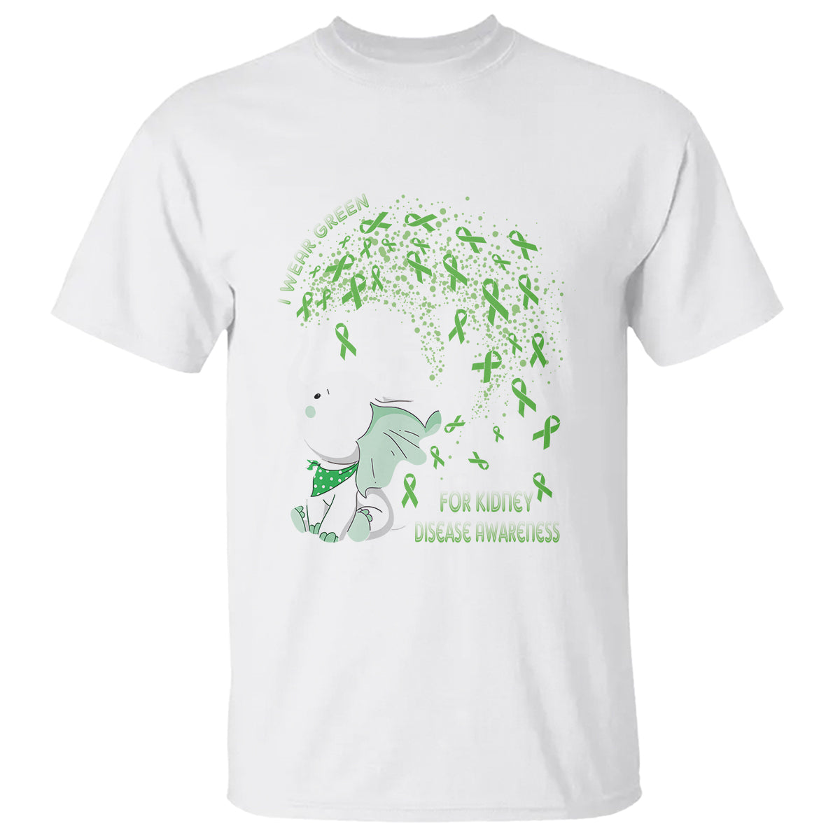 I Wear Green For Kidney Disease Awareness Elephant Survivors T Shirt - Wonder Print Shop
