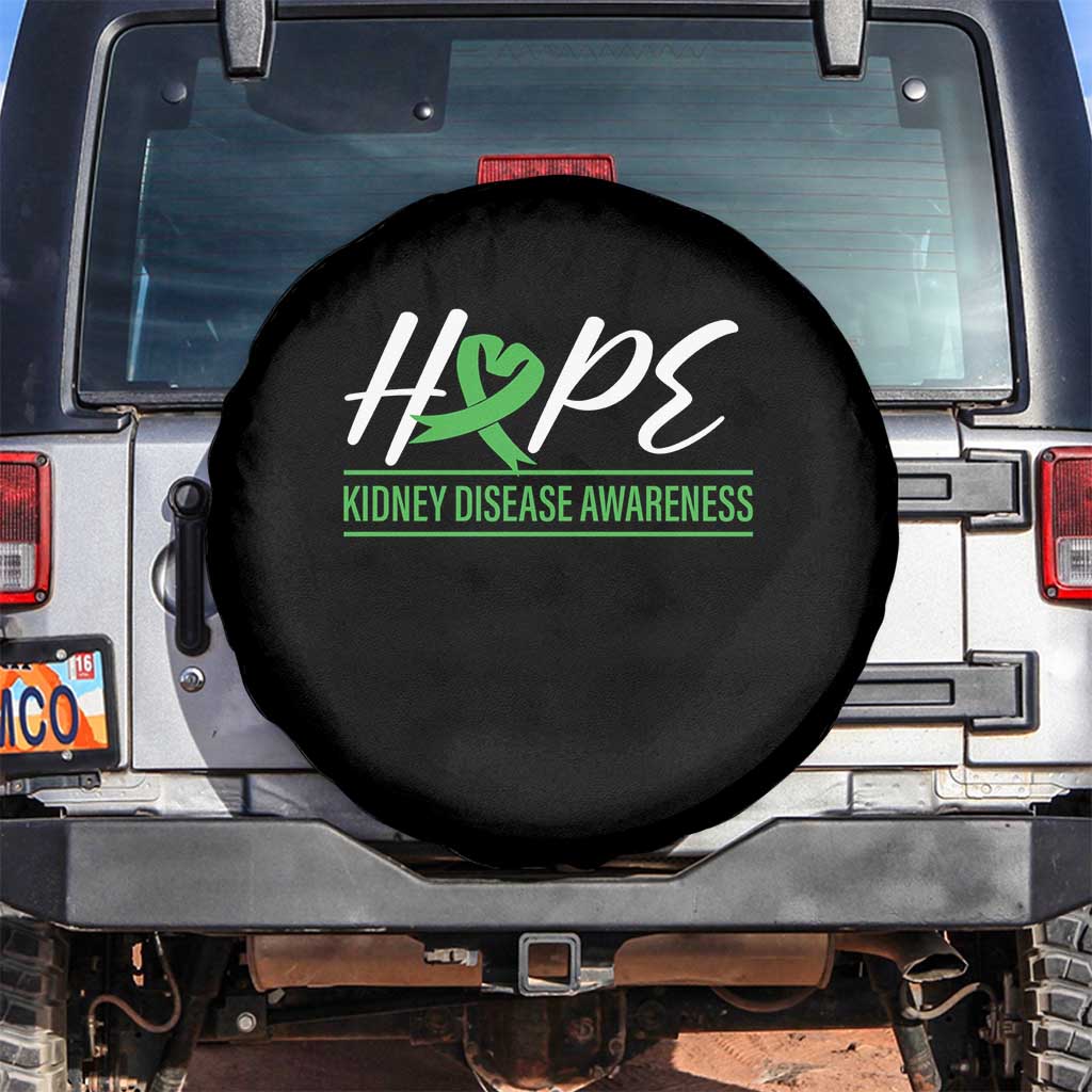 Hope Kidney Disease Awareness Month Green Ribbon Spare Tire Cover