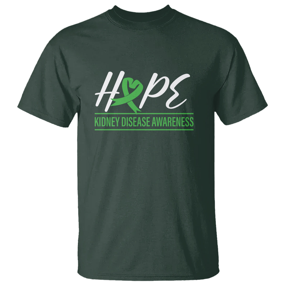 Hope Kidney Disease Awareness Month Green Ribbon T Shirt - Wonder Print Shop