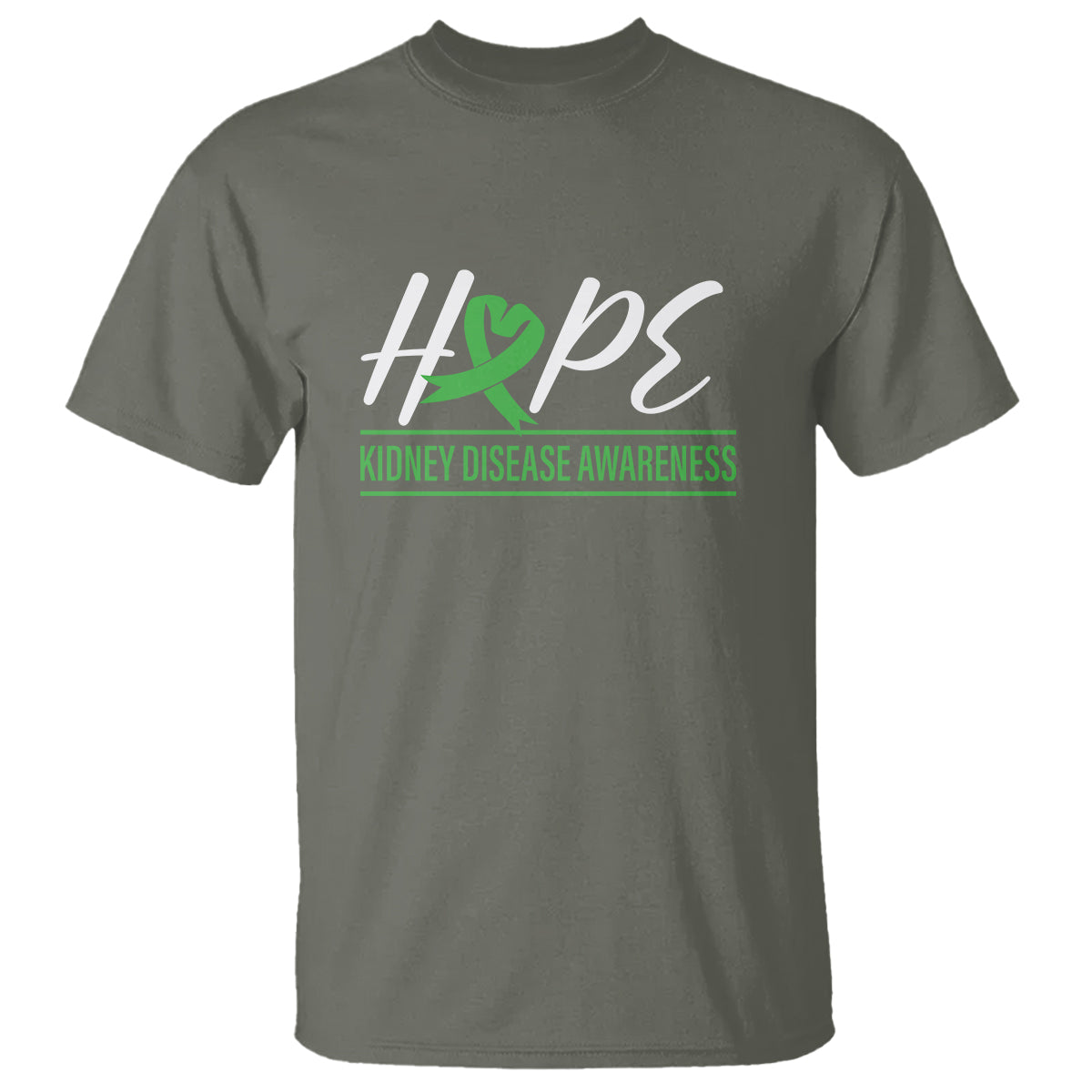 Hope Kidney Disease Awareness Month Green Ribbon T Shirt - Wonder Print Shop