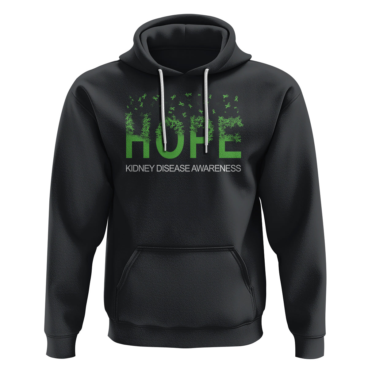 Kidney Disease Awareness Month Hoodie Hope Green Ribbon Support - Wonder Print Shop