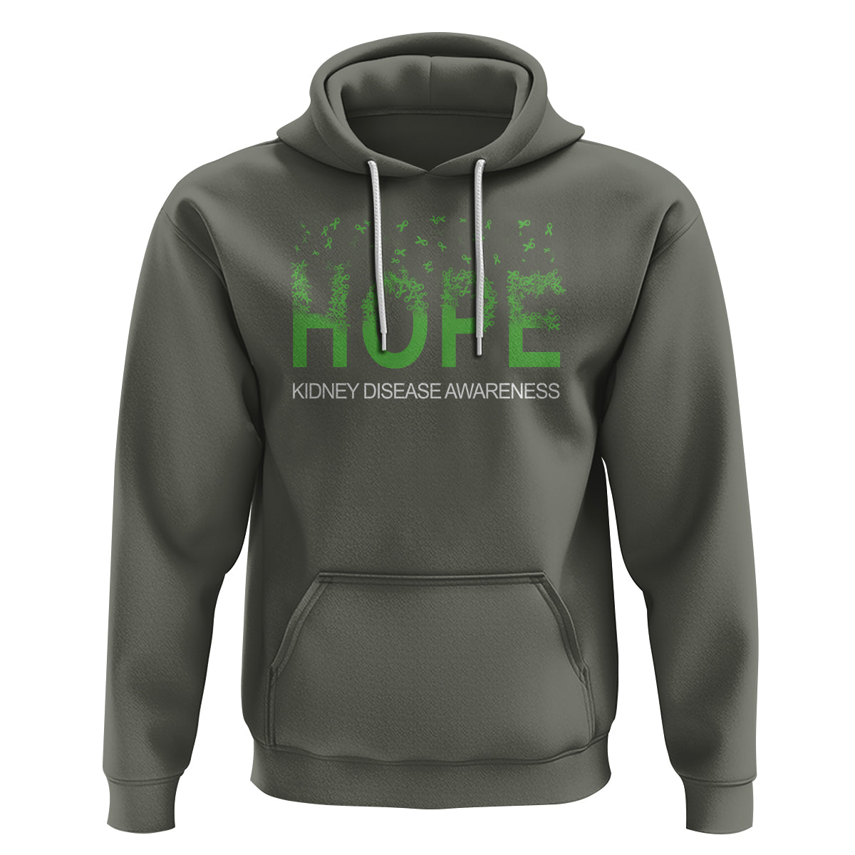 Kidney Disease Awareness Month Hoodie Hope Green Ribbon Support - Wonder Print Shop
