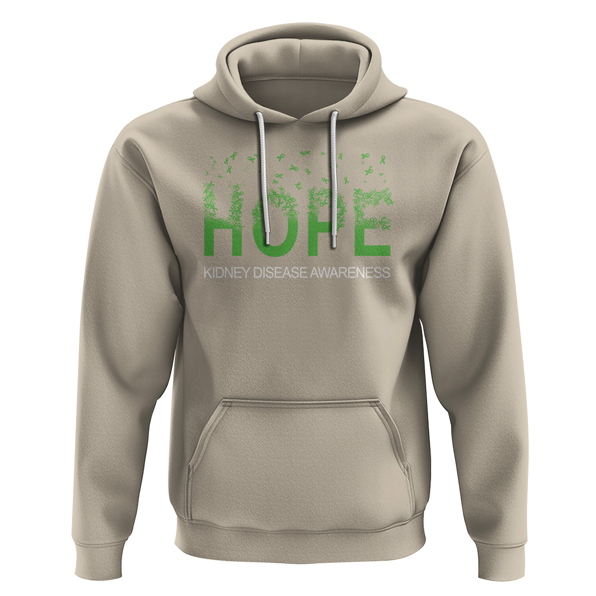 Kidney Disease Awareness Month Hoodie Hope Green Ribbon Support - Wonder Print Shop