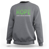 Kidney Disease Awareness Month Sweatshirt Hope Green Ribbon Support - Wonder Print Shop