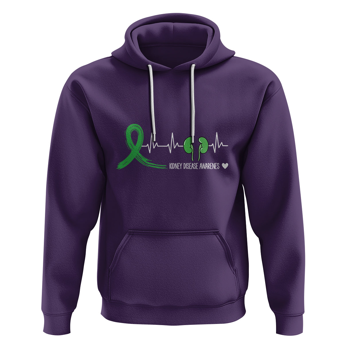 Kidney Disease Awareness Month Hoodie Heartbeat Transplant Organ Donor - Wonder Print Shop