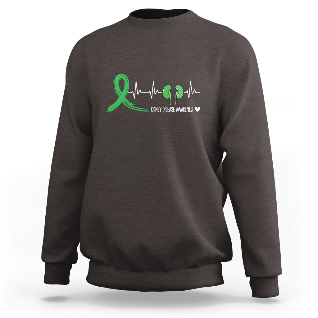 Kidney Disease Awareness Month Sweatshirt Heartbeat Transplant Organ Donor - Wonder Print Shop