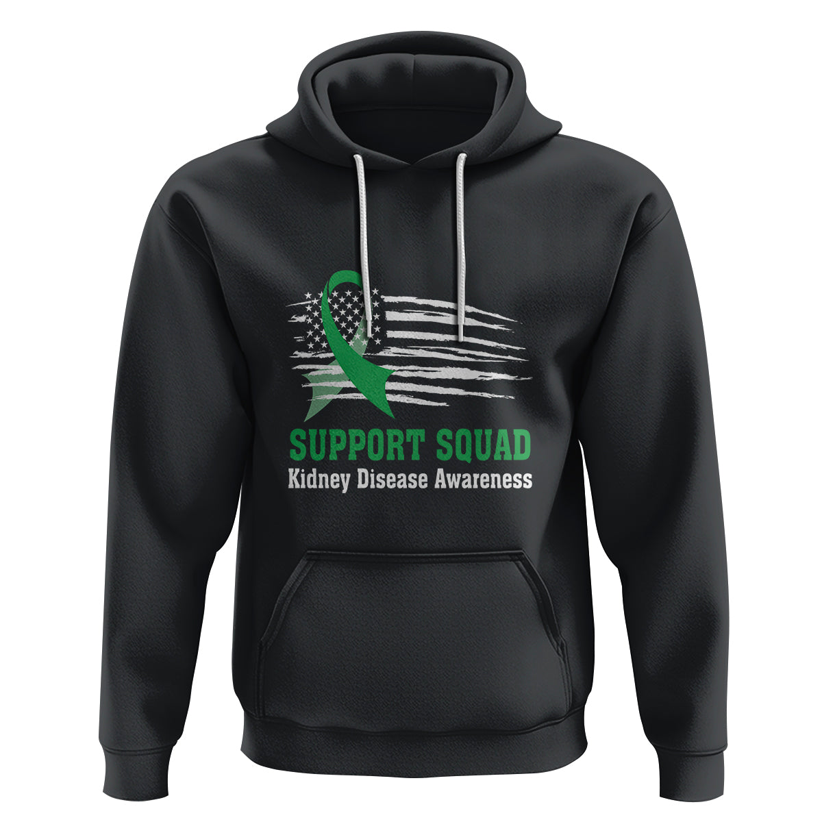 Kidney Disease Awareness Month Hoodie Support Squad USA Flag Strong Warrior - Wonder Print Shop