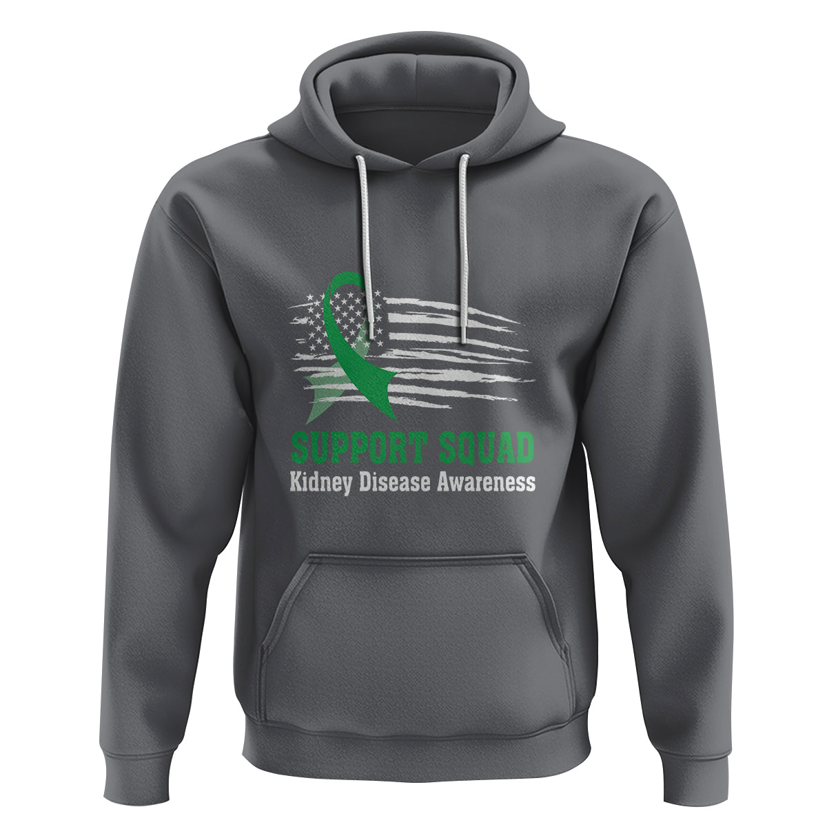 Kidney Disease Awareness Month Hoodie Support Squad USA Flag Strong Warrior - Wonder Print Shop