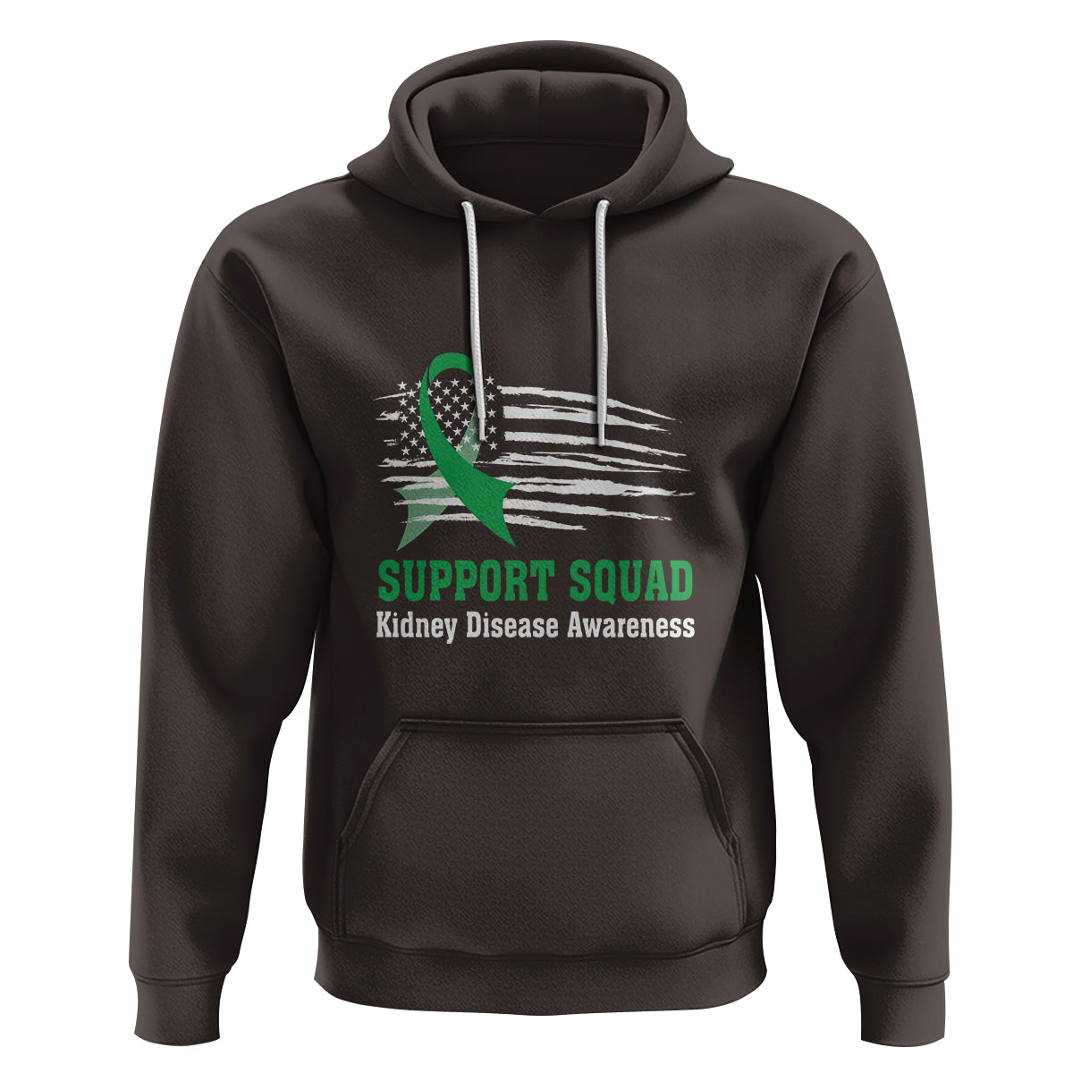 Kidney Disease Awareness Month Hoodie Support Squad USA Flag Strong Warrior - Wonder Print Shop