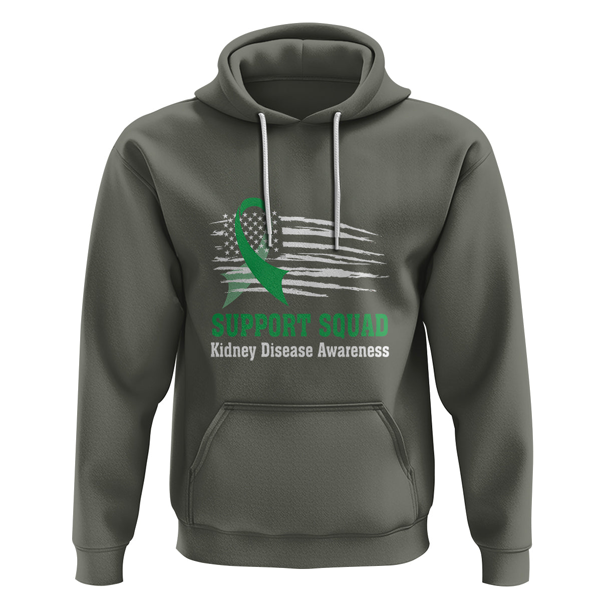 Kidney Disease Awareness Month Hoodie Support Squad USA Flag Strong Warrior - Wonder Print Shop
