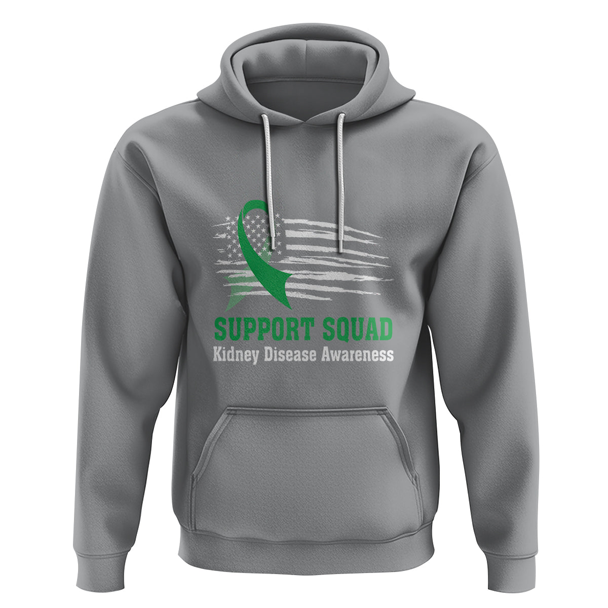 Kidney Disease Awareness Month Hoodie Support Squad USA Flag Strong Warrior - Wonder Print Shop