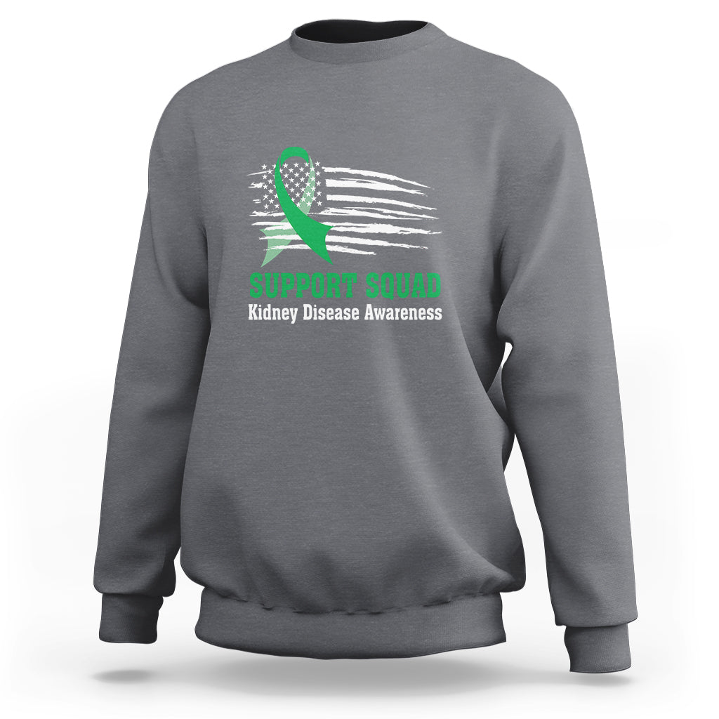 Kidney Disease Awareness Month Sweatshirt Support Squad USA Flag Strong Warrior - Wonder Print Shop