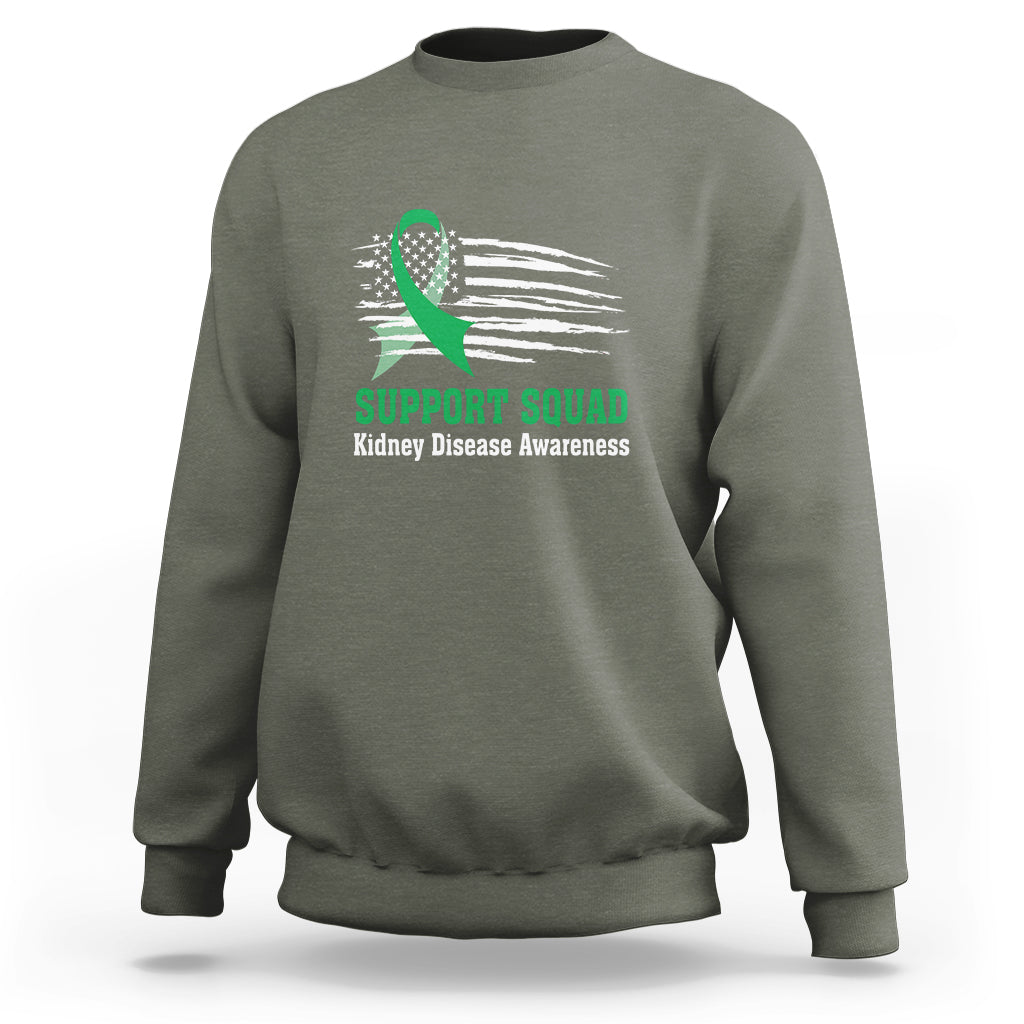 Kidney Disease Awareness Month Sweatshirt Support Squad USA Flag Strong Warrior - Wonder Print Shop