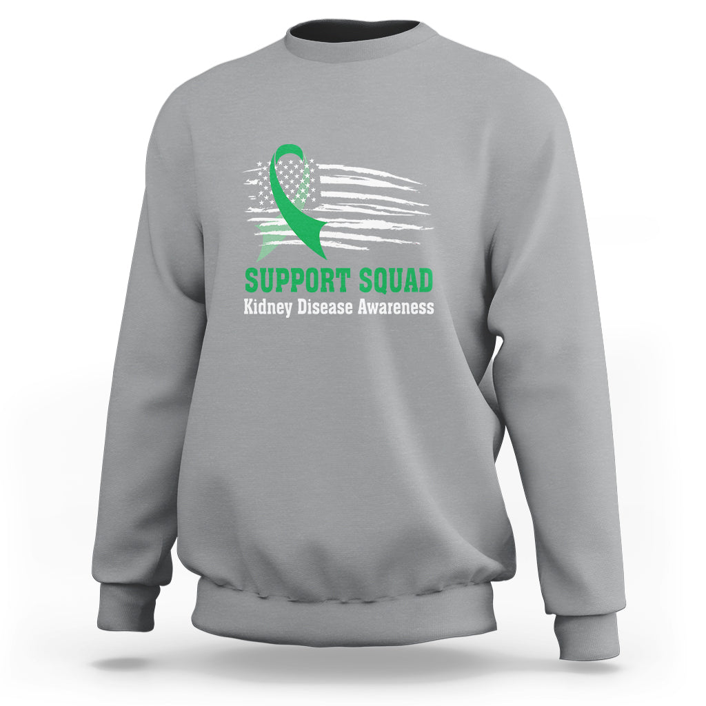 Kidney Disease Awareness Month Sweatshirt Support Squad USA Flag Strong Warrior - Wonder Print Shop