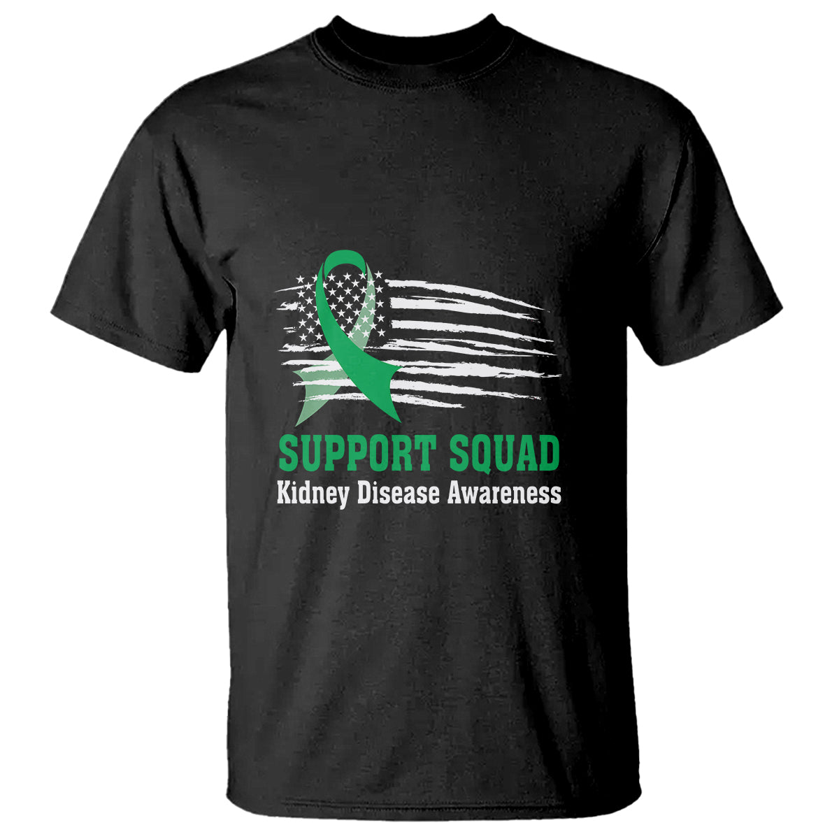 Kidney Disease Awareness Month T Shirt Support Squad USA Flag Strong Warrior - Wonder Print Shop