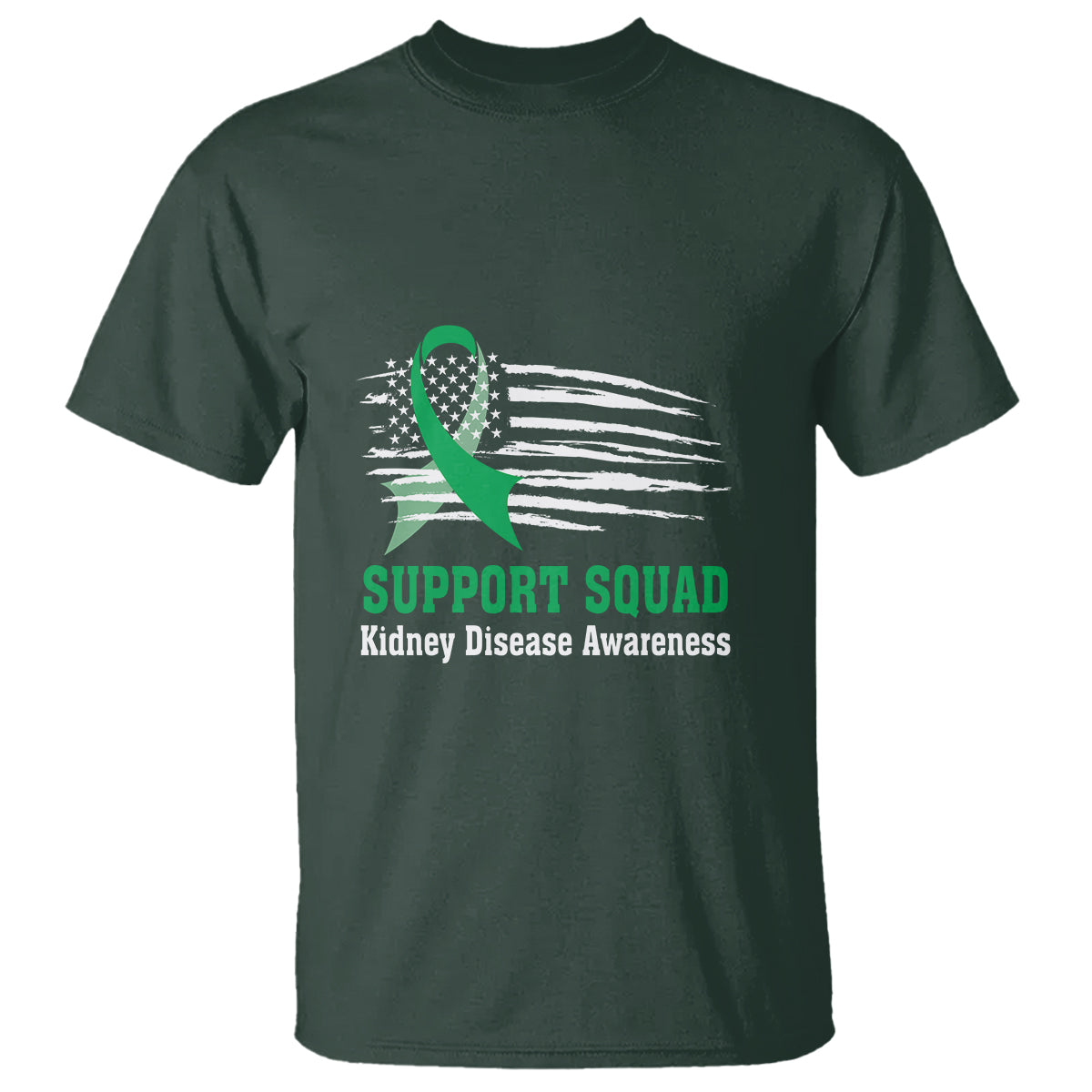 Kidney Disease Awareness Month T Shirt Support Squad USA Flag Strong Warrior - Wonder Print Shop
