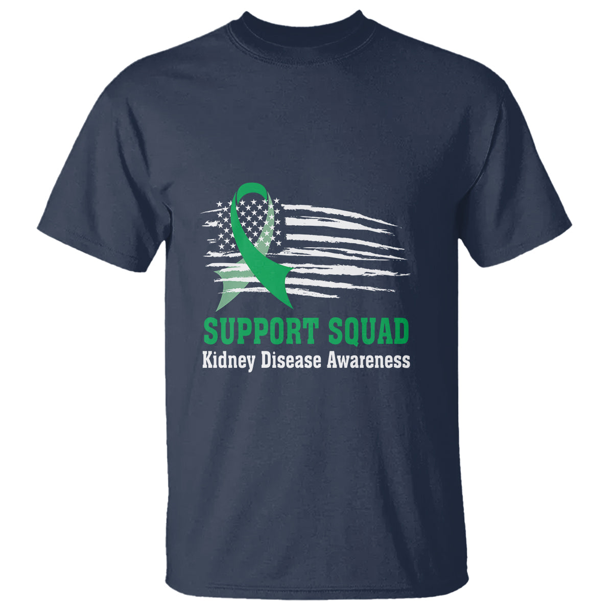 Kidney Disease Awareness Month T Shirt Support Squad USA Flag Strong Warrior - Wonder Print Shop