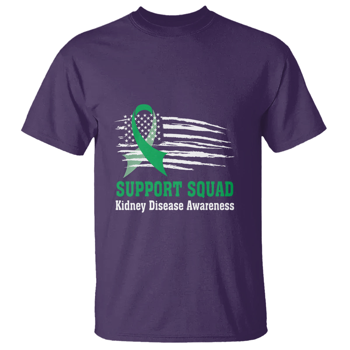 Kidney Disease Awareness Month T Shirt Support Squad USA Flag Strong Warrior - Wonder Print Shop