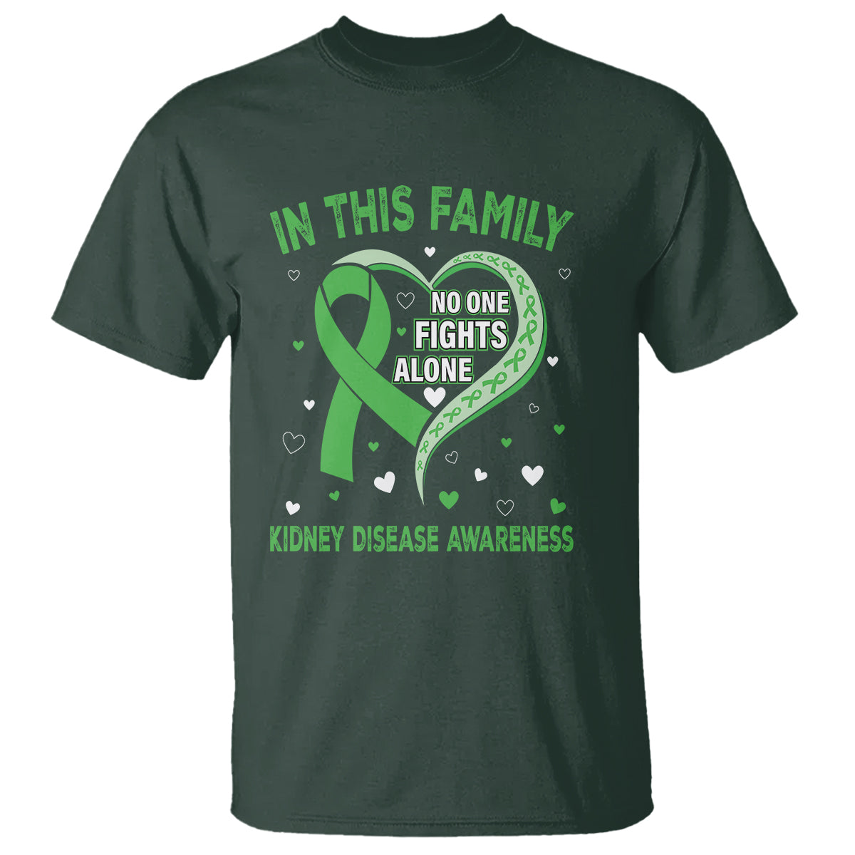 Kidney Disease Awareness Month T Shirt No One Fights Alone In This Family - Wonder Print Shop