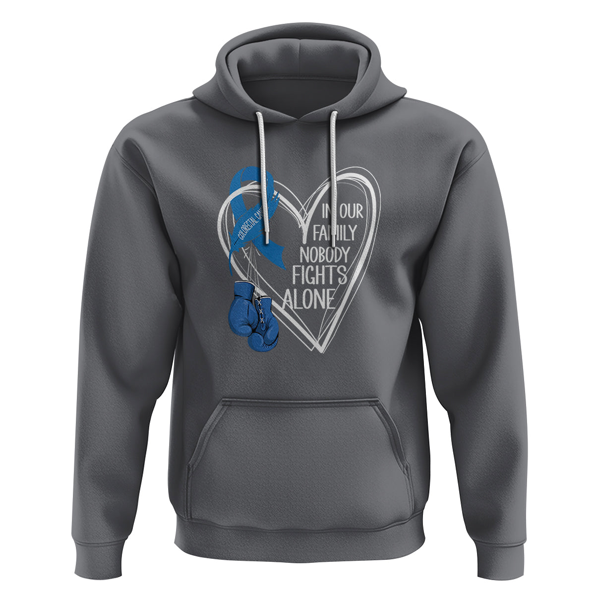 Colorectal Cancer Awareness Hoodie In Our Family Nobody Fights Alone Colon Colonscopy - Wonder Print Shop