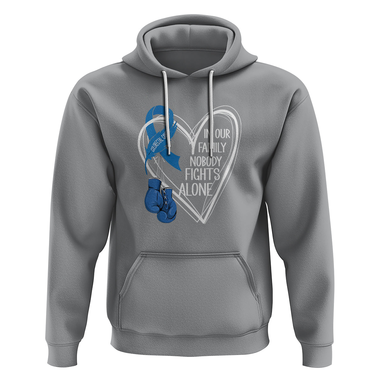 Colorectal Cancer Awareness Hoodie In Our Family Nobody Fights Alone Colon Colonscopy - Wonder Print Shop