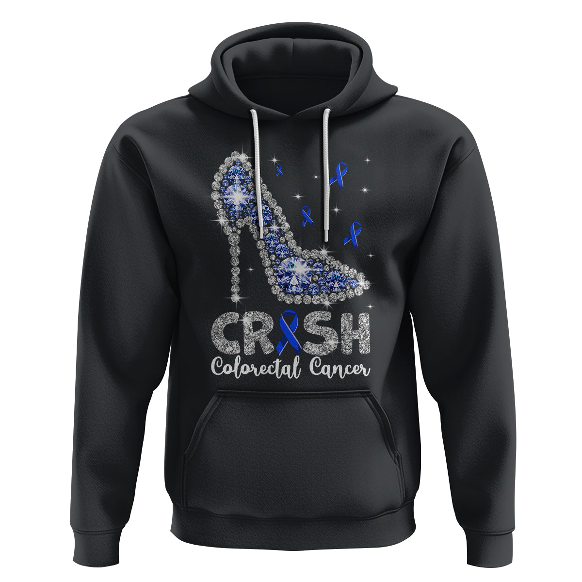 Colorectal Cancer Awareness Hoodie Crush Colon Colonscopy Blue Ribbon High Heels - Wonder Print Shop